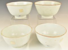 Four Chinese Kangxi period pedestal bowls with ivory / celadon glaze, from the Vung Tau Cargo,