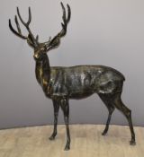 Bronze stag garden statue, H148 x L127cm