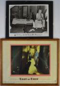 Two East of Eden movie or film lobby cards featuring Julie Harris, James Dean and Raymond Massey,