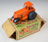 Tri-ang Minic Series II clockwork tinplate Aveling Barford Diesel Road Roller with orange body and