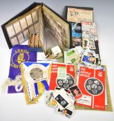 Football programmes, tickets, cards, rosettes and ephemera c1970s/80s including Liverpool, Leeds,