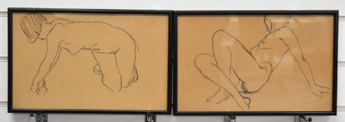 Attributed to Tom Purvis (railway and other poster artist 1888-1959), two charcoal sketches of