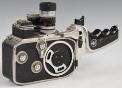 Bolex Paillard D8L 8mm cine camera with 1:1.9 5.5mm, 1:1.8 13mm and 1:1.8 35mm lenses, in carry