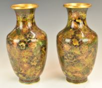 Pair of Chinese pedestal cloisonné vases, height 24cm