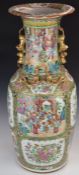 Chinese 19th/20thC famille rose floor vase, the body divided into eight separately decorated panels,