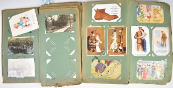Two Edwardian postcard albums containing approximately 530 cards including humorous, WW1, Mabel Lucy
