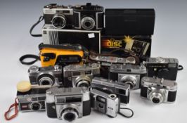 Collectable 35mm cameras to include Kodak Instamatic 400, Kodak Retinette, Agfa Selecta, Halina 35X,