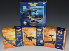 Three Corgi The Aviation Archive Flying Aces 1:72 scale diecast model aircraft together with a 1:144