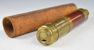 19thC Osborne Day and Night three draw telescope, maximum length 88cm, in part leather case