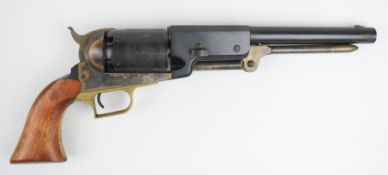 Italian Colt U.S.M.R. style blank firing six-shot single action revolver with brass trigger guard,
