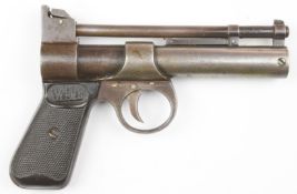 Webley Junior .177 air pistol with named and chequered grips and adjustable sights, serial number