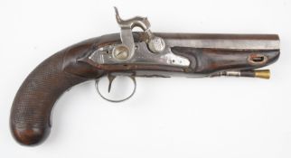 Richardson of Manchester percussion converted from flintlock hammer action coat pistol with