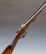 AYA 28 bore side by side shotgun with named and border engraved locks, border engraved underside,
