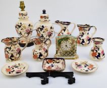 Collection of Mason's Ironstone, Mandalay etc including lamp, covered vases etc, tallest 30cm,