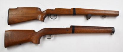 Two bolt-action rifle stocks, one for a Swedish Carl Gustaf CG63 84.5cm long, the other a target