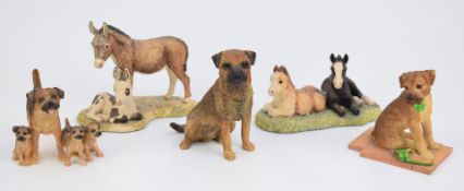 Five Border Fine Arts figures including three Border Terriers, 'Jenny and Penny' etc, all boxed,