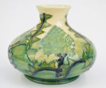 Moorcroft pedestal squat vase decorated in the Banksia pattern, height 12cm