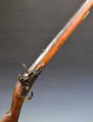 Flintlock musket with lock stamped 'Waranteed', engraved lock and hammer, brass trigger guard,