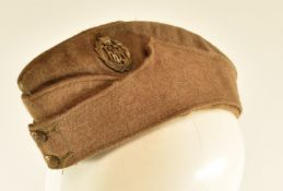 WW1 Royal Flying Corps khaki side cap/hat ink stamped 51 WD P around broad arrow to interior, with