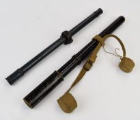 Two Weaver or similar military style rifle scopes, one with adjustable mounts the other with