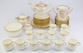 Approximately forty three pieces of Victorian tea ware including teapot with inscription '