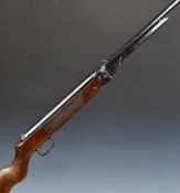 Webley Mark 3 .22 under-lever air rifle with plaque inset to the stock, semi-pistol grip and