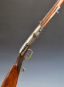 G Richter of Breslau side-lever cocking 8mm air rifle with named top plate, scrolling engraving to