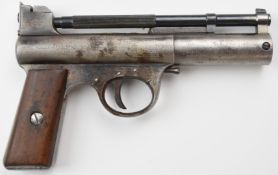 Webley Mark I .177 air pistol with logo inset to the wooden grips and adjustable sights, serial