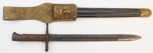 Italian 1891 pattern Mannlicher Carcano bayonet stamped KK1739 to crossguard and with Terni to