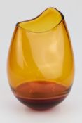 Bob Crooks First Glass Oblique series amber and red incalmo studio glass vase, signed to base,