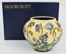 Moorcroft squat vase decorated in the Southern Belle pattern and signed Emma Bossons, height 10.5cm