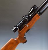 Theoben Rapid 7 .22 PCP FAC air rifle with shaped and textured semi-pistol grip, raised cheek piece,