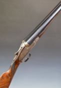 Midland Gun Company 12 bore side by side sidelock shotgun with engraved locks, scrolling engraving