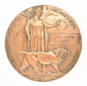 British Army WW1 Memorial Plaque / Death Penny for James Wilson Ewing, Royal Scots Fusiliers, who