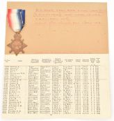 WW1 Royal Flying Corps 1914/1915 Star medal named to 2843 2. A. M. R S Down, RFC with copy of