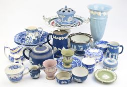 19thC Wedgwood Jasperware, later Wedgwood blue and white, Queensware vase, Spode Blue Italian and an