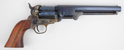 Italian Colt style blank firing six-shot single action revolver with engraved scenes of ships and '