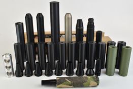 Twenty-five various air rifle sound moderators including SMK, Wildcat etc, some in original boxes