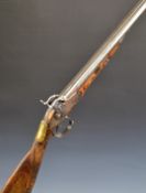 Continental side by side percussion hammer action shotgun with grip carved in the form of a mythical