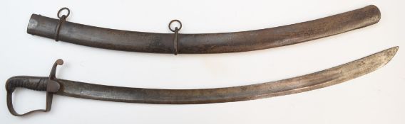 British 1796 pattern light cavalry sword with stirrup hilt and leather covered handle, Wooley