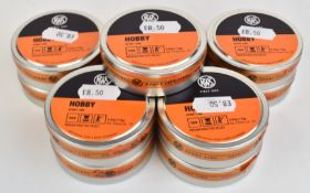 Eleven sealed tins of 500 RWS Hobby Sport Line.177 air rifle pellets.