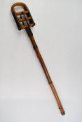 Vintage bamboo folding shooting stick, length 83cm