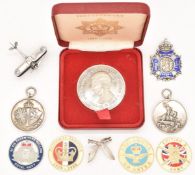 British Army Cheshire Regiment Tercentenary Commemorative coin in box, Athletic Medal 1935, Swimming