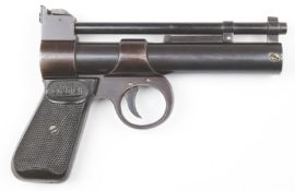 Webley Junior .177 air pistol with named and chequered grips and adjustable sights, serial number
