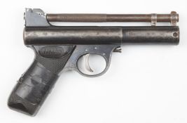 Webley Mark I .177 air pistol with named and chequered grips and adjustable sights and trigger,