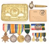 British Army WW1 King's Liverpool Regiment medal group of four comprising 1914/1915 Star, War Medal,