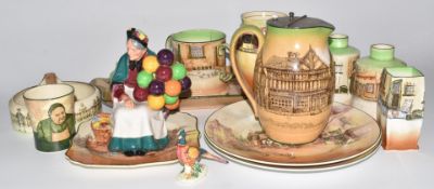 Royal Doulton Balloon Seller and Seriesware including beaker signed Noke, coaching ware etc, tallest