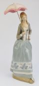 Large Lladro figurine lady with parasol, height 48cm