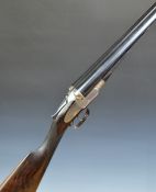 WW Greener 12 bore side by side shotgun with engraved locks, sidelock plates, underside, trigger