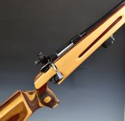 Parker Hale M84 7.62mm bolt action target rifle with show wood stock, textured pistol semi-grip,